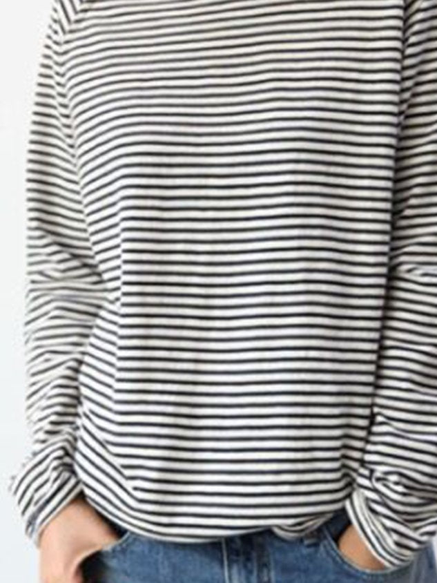 LM Basic long-sleeved blouse in white and black cotton