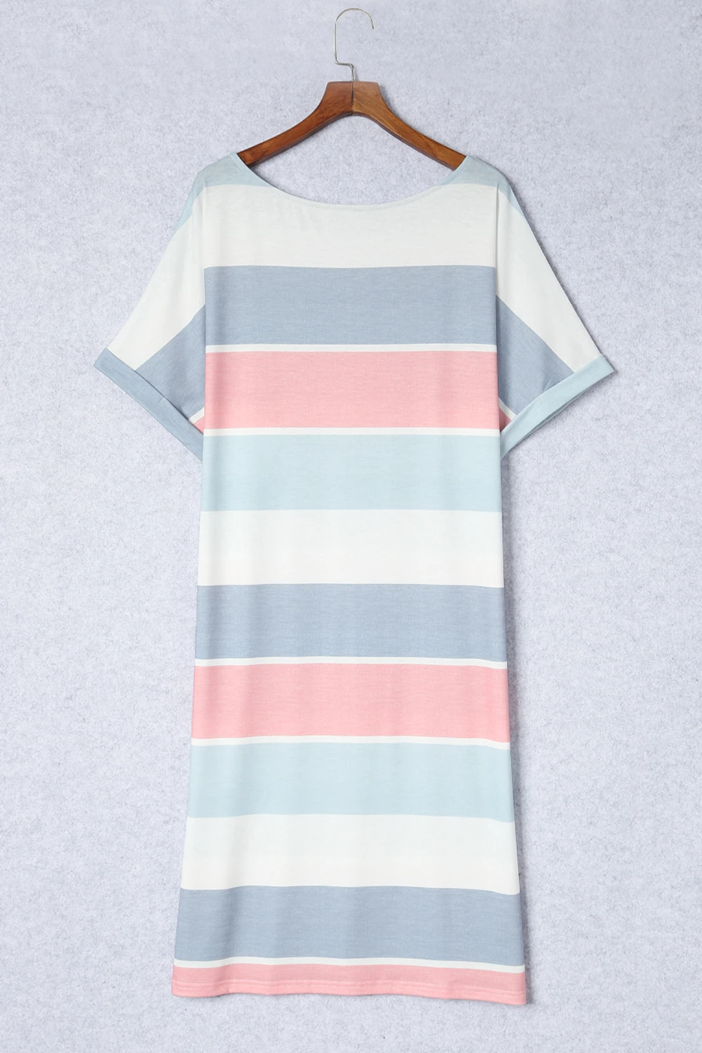 LM | Multicolor Striped Color Block Loose Fit Half Sleeve Maxi Dress