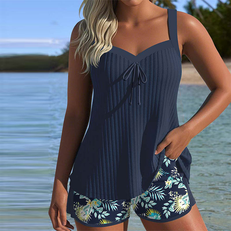 LM | Tankini Striped two-piece swim shorts
