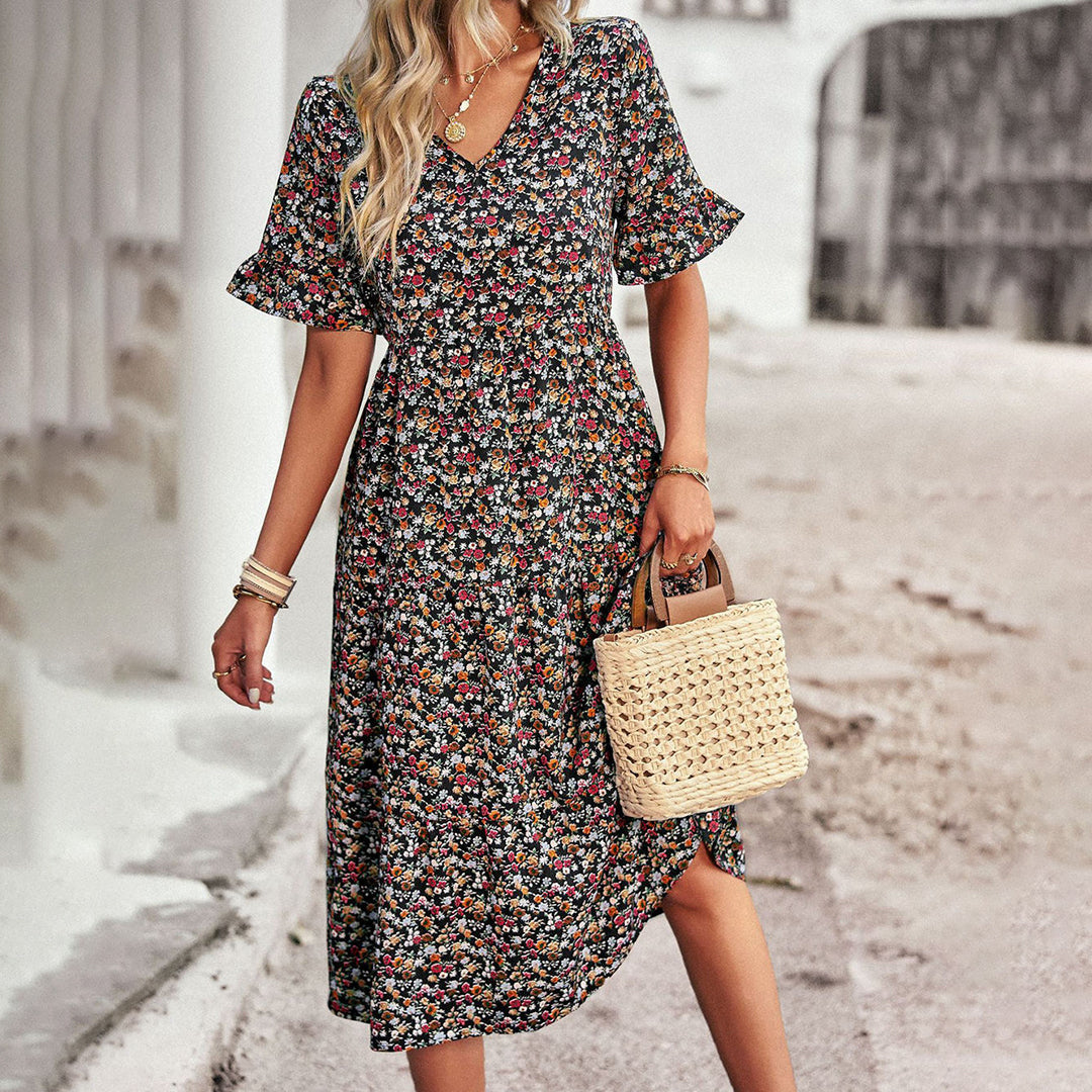LM | Elegant floral midi dress
