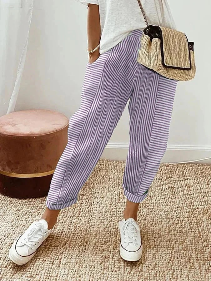 LM | Striped fabric pants for women