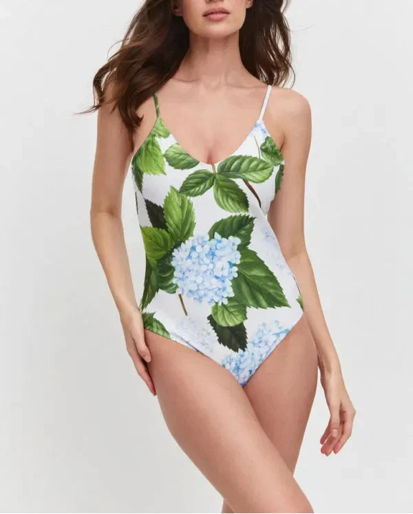 LM | Stylish floral swimsuit with skirt