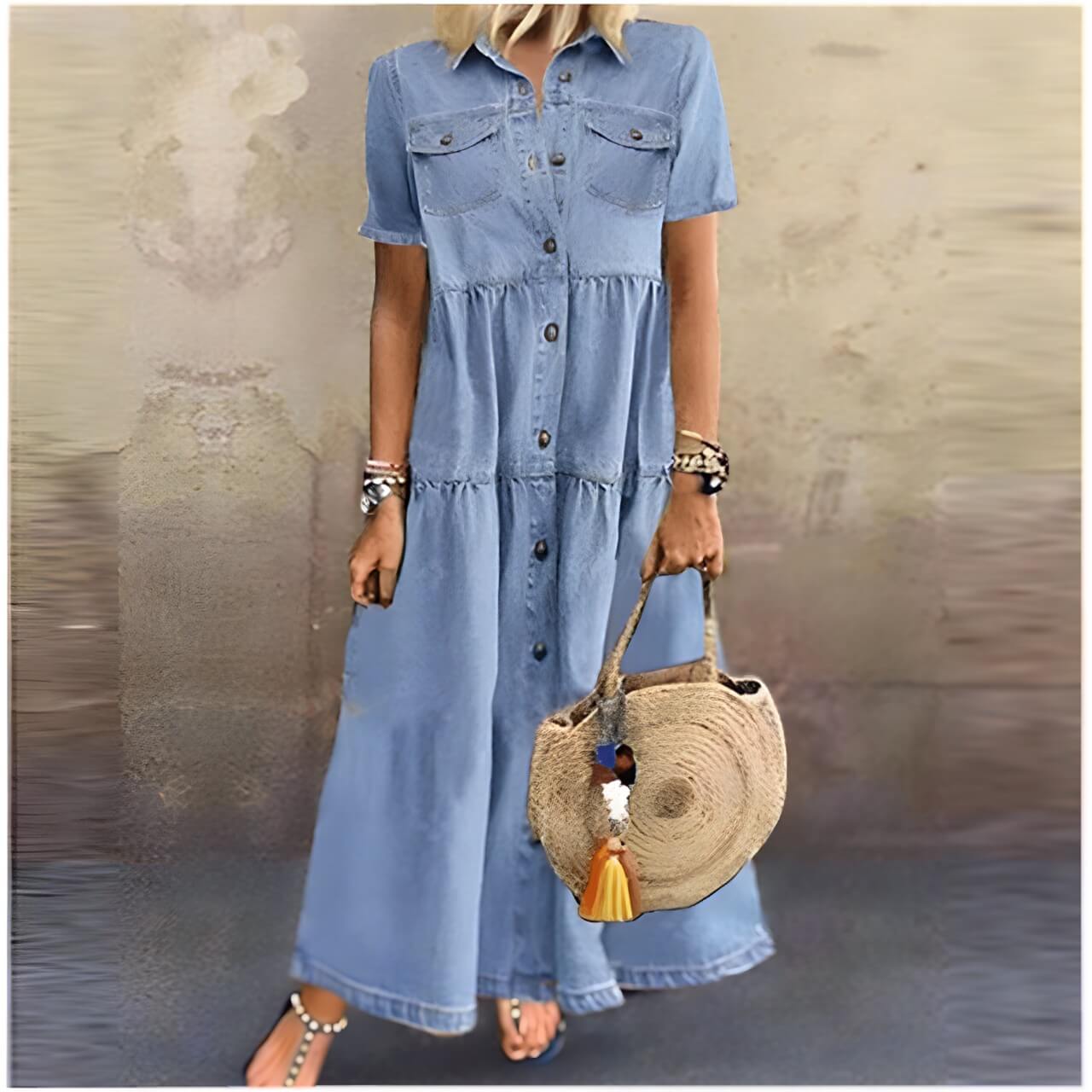 LM | Maxi dress with button placket