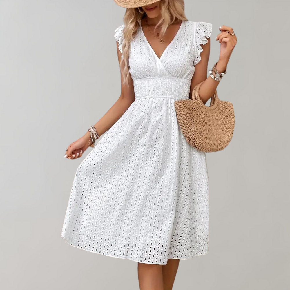 LM | elegant midi dress for women with gathered sleeves
