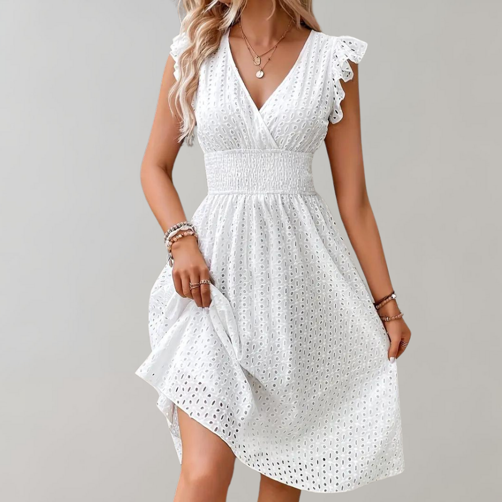 LM | elegant midi dress for women with gathered sleeves