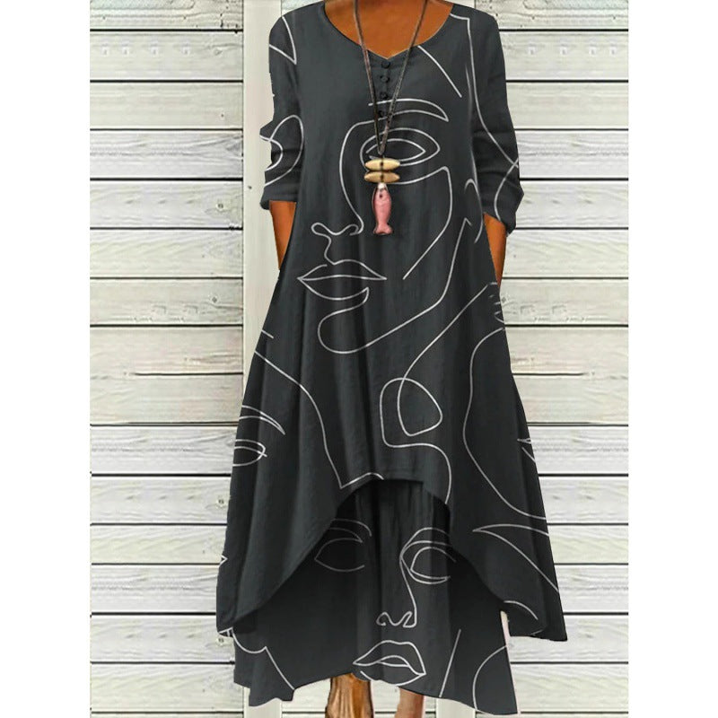TS | Long sleeve maxi dress - button neckline