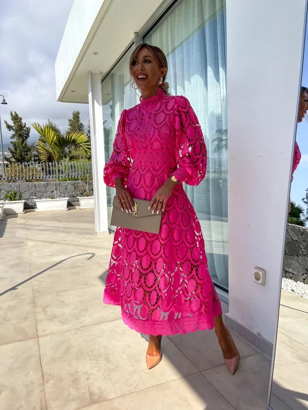 LM | Stylish midi dress in French lace