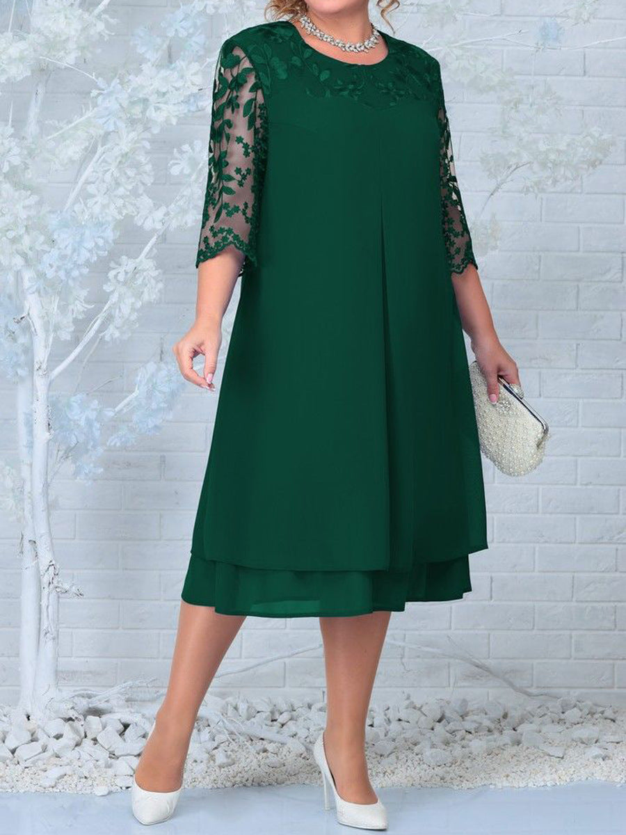 LM | Lace-shoulder cotton midi dress