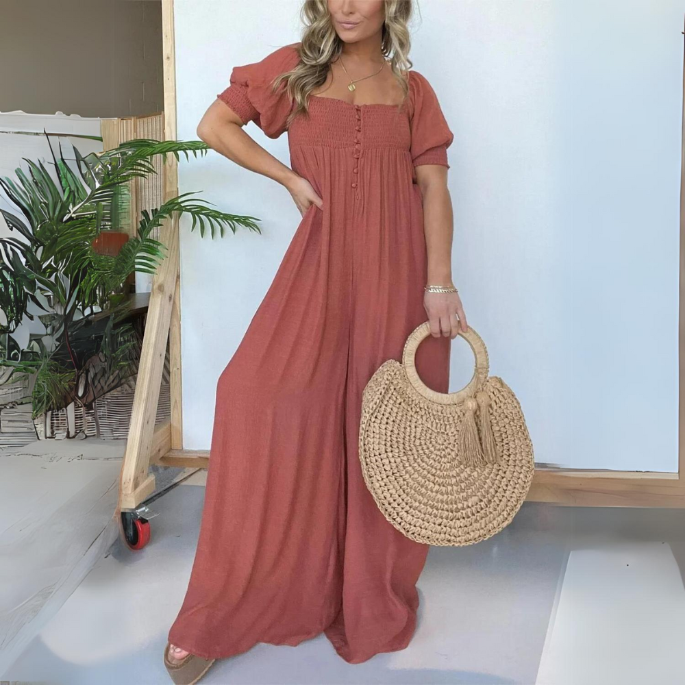 TS | Jumpsuit with square neckline and buttons
