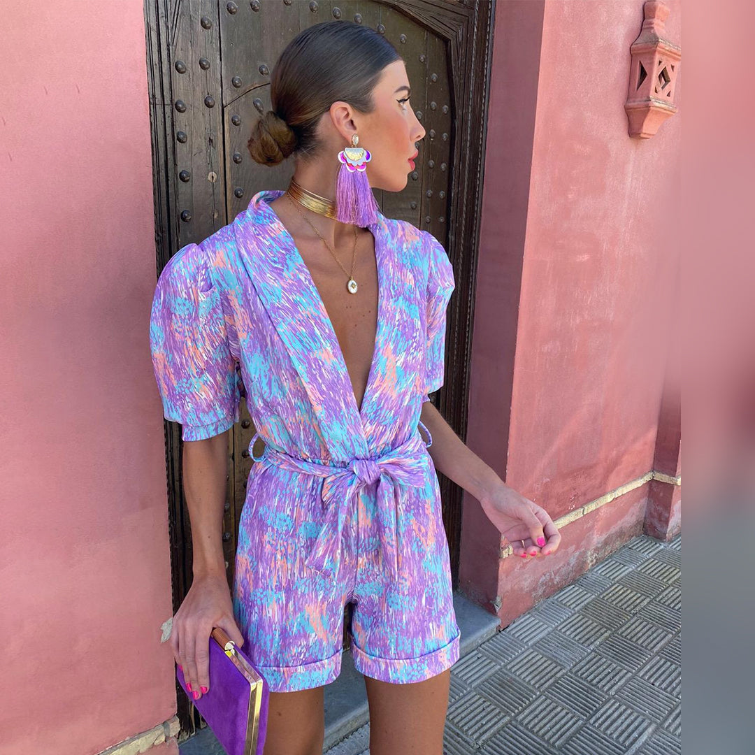 LM | Stylish summer romper with V-neck