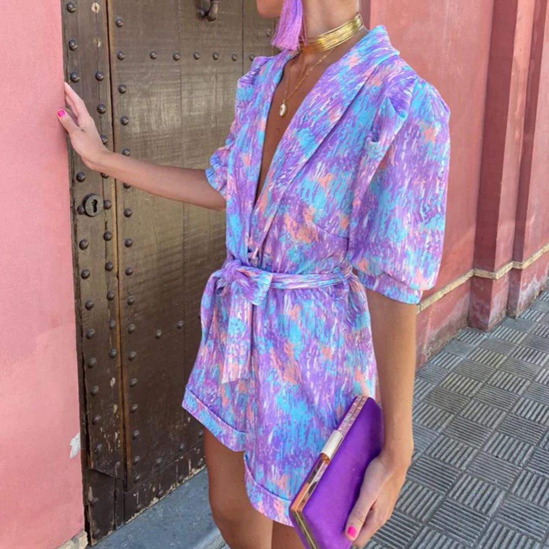 LM | Stylish summer romper with V-neck
