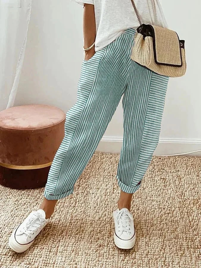LM | Striped fabric pants for women