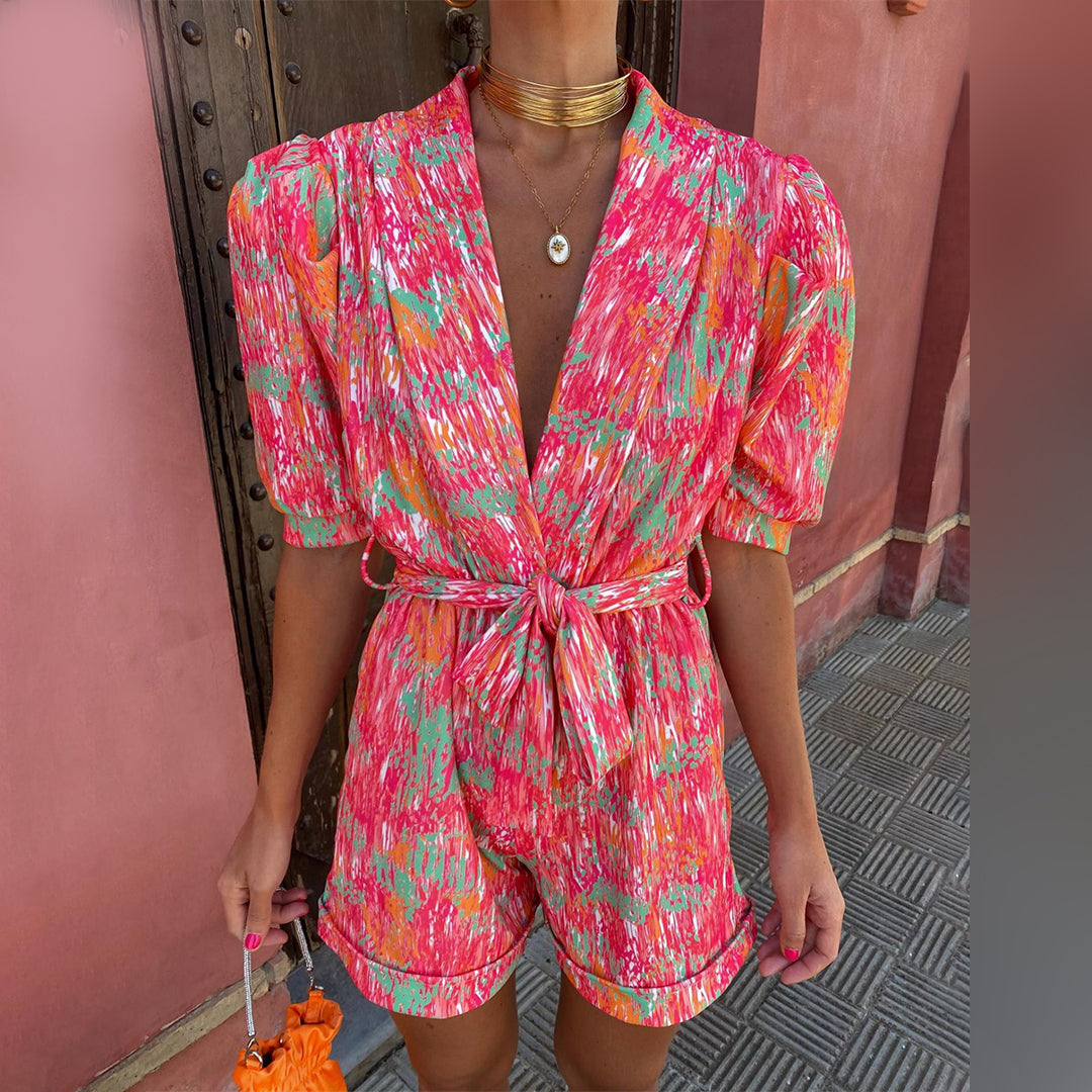 LM | Stylish summer romper with V-neck