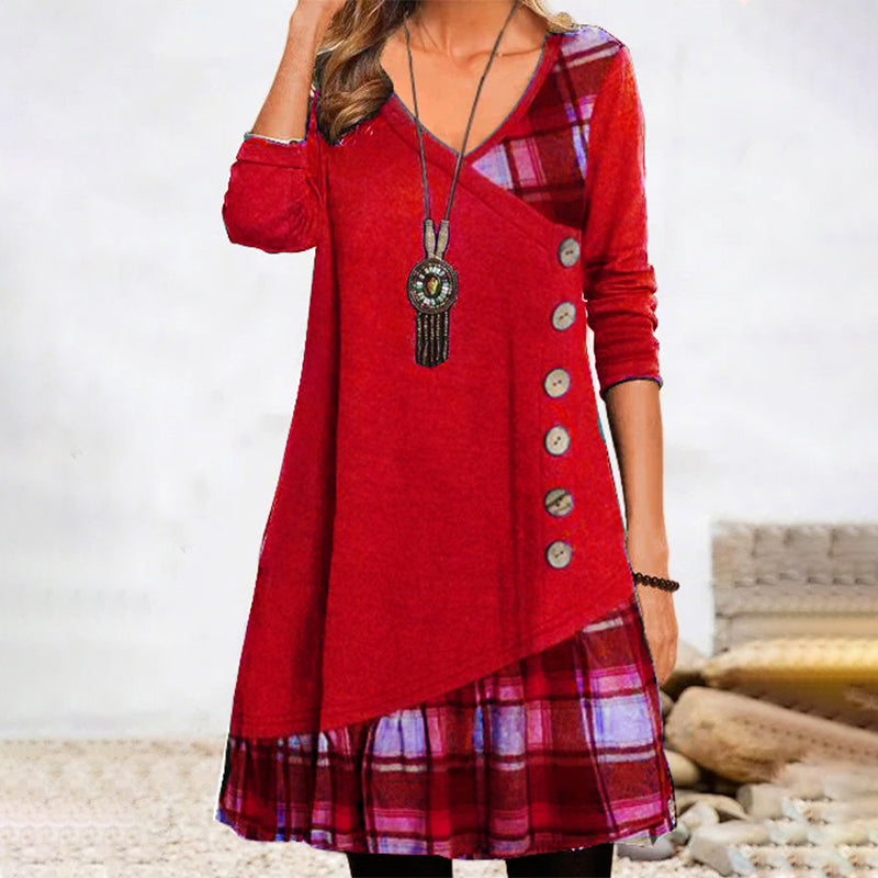 LM | Long sleeve plaid midi dress