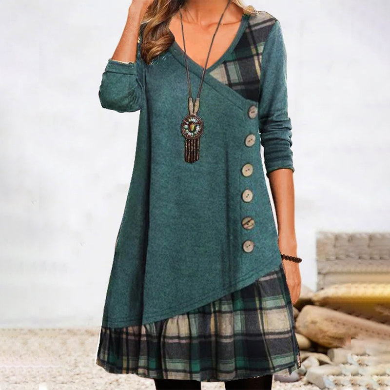 LM | Long sleeve plaid midi dress