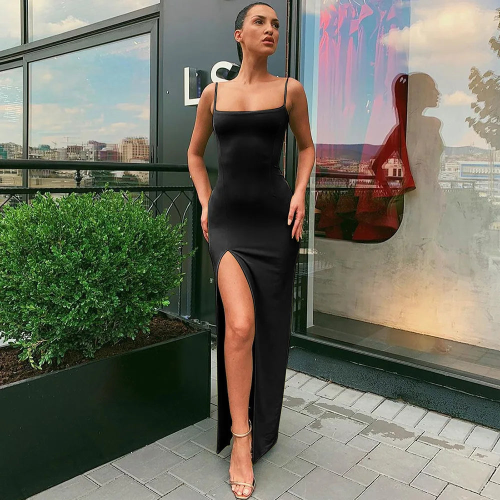 LM | Red Black Long Sleeve Bodycon Dress for Women Elegant Party Midi Dress for New Year and Christmas Celebrations