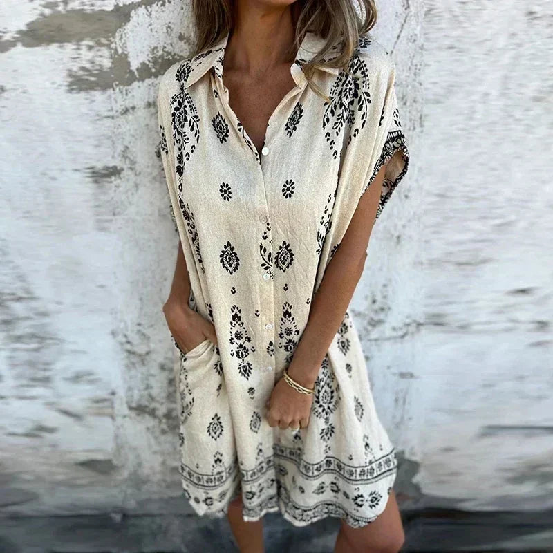 LM | Midi dress with buttoned pockets