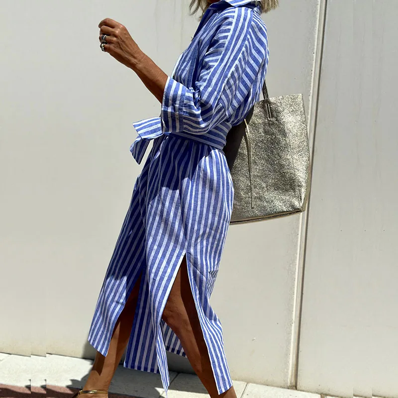 LM | Comfortable striped midi dress
