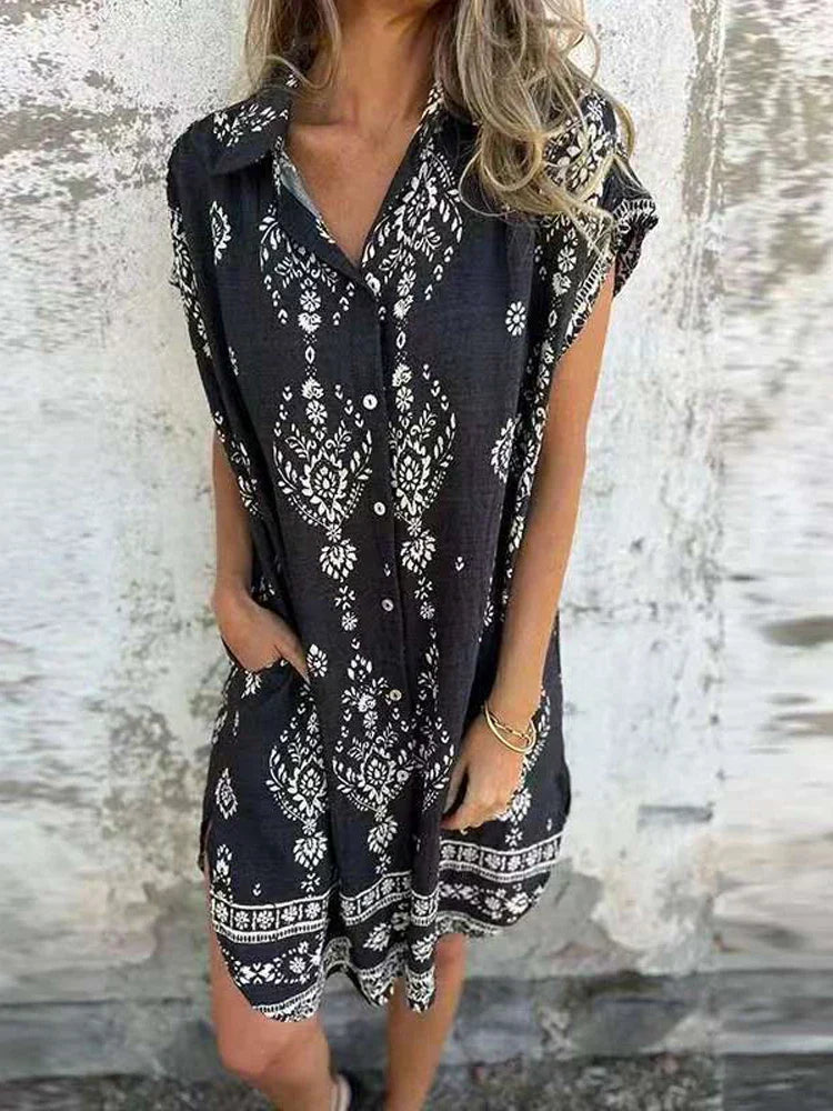 LM | Midi dress with buttoned pockets