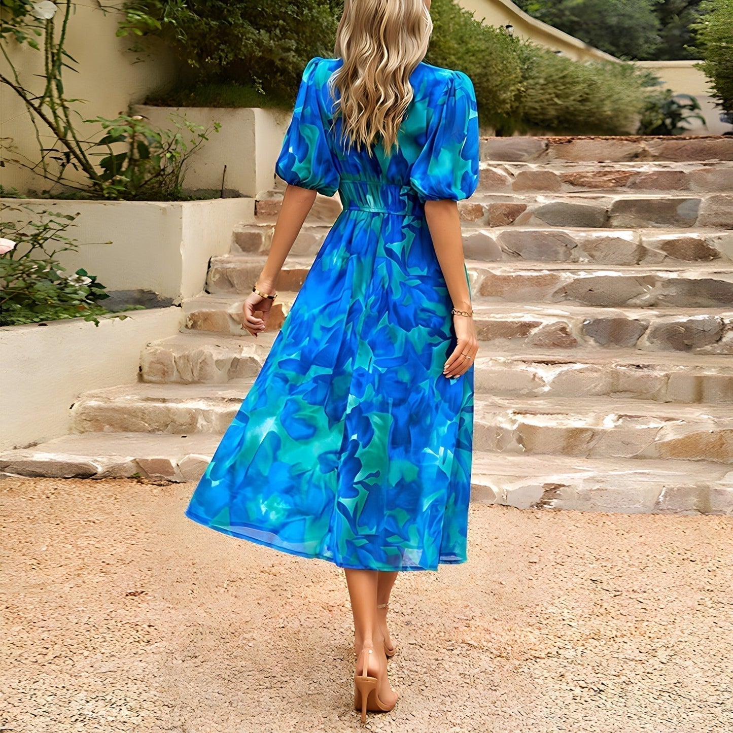 LM | Midi dress with V-neck