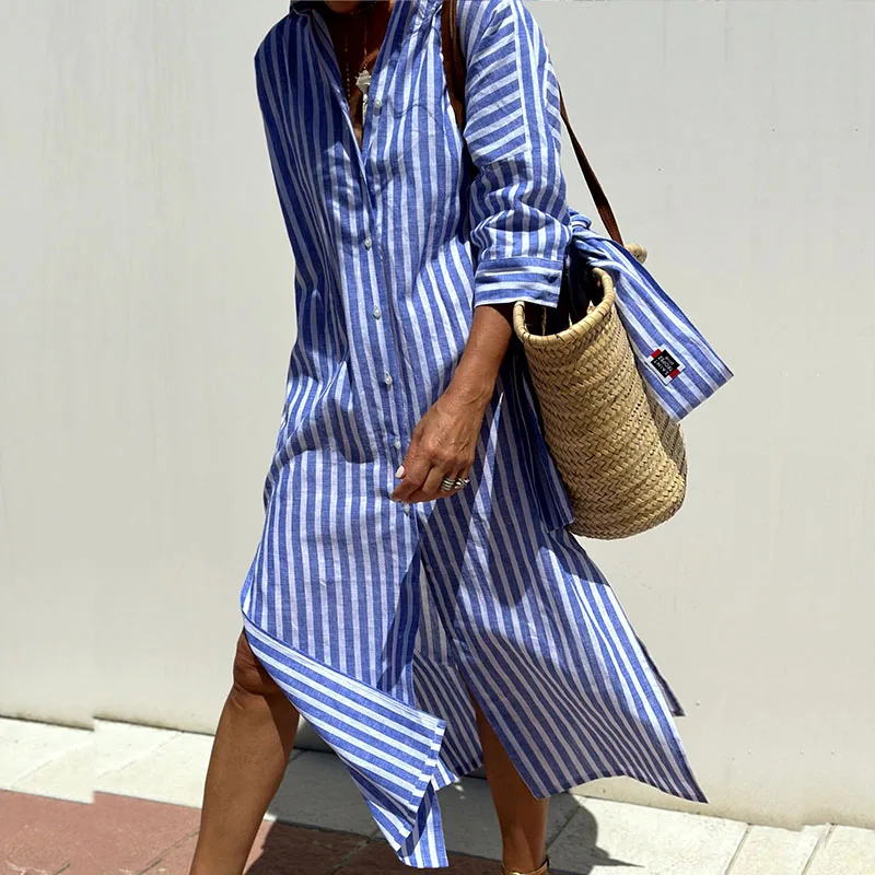 LM | Comfortable striped midi dress