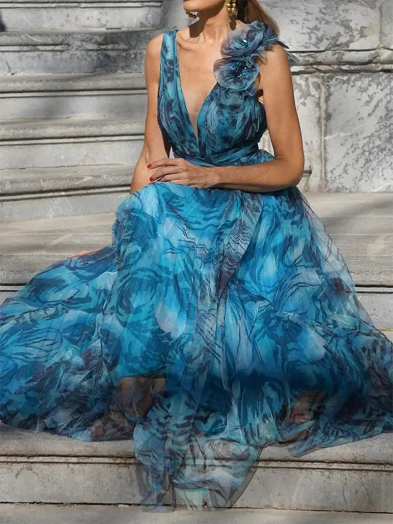LM | PEACOCK BLUE MAXI DRESS