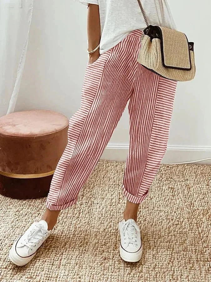 LM | Striped fabric pants for women