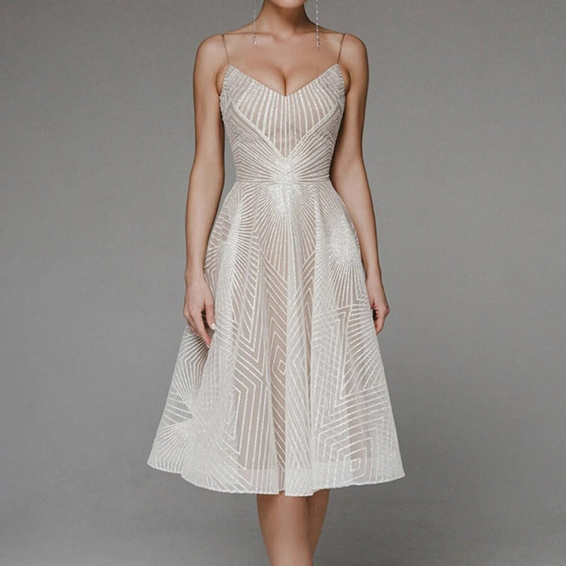LM | Elegant printed midi dress