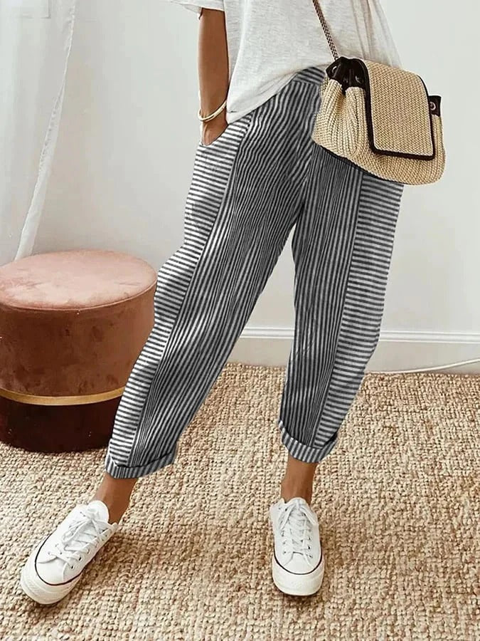 LM | Striped fabric pants for women
