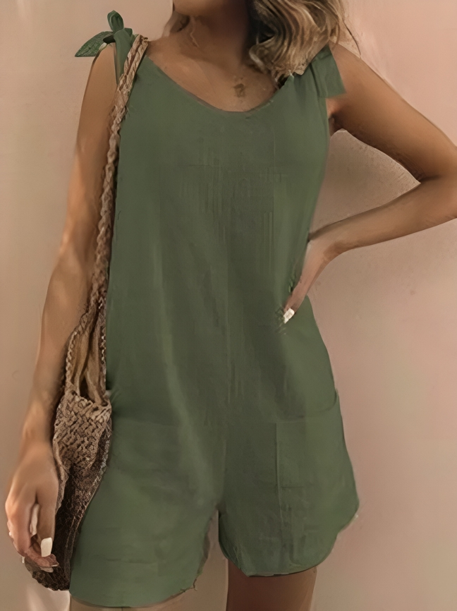 LM | Cozy sleeveless romper made of cotton and linen for women