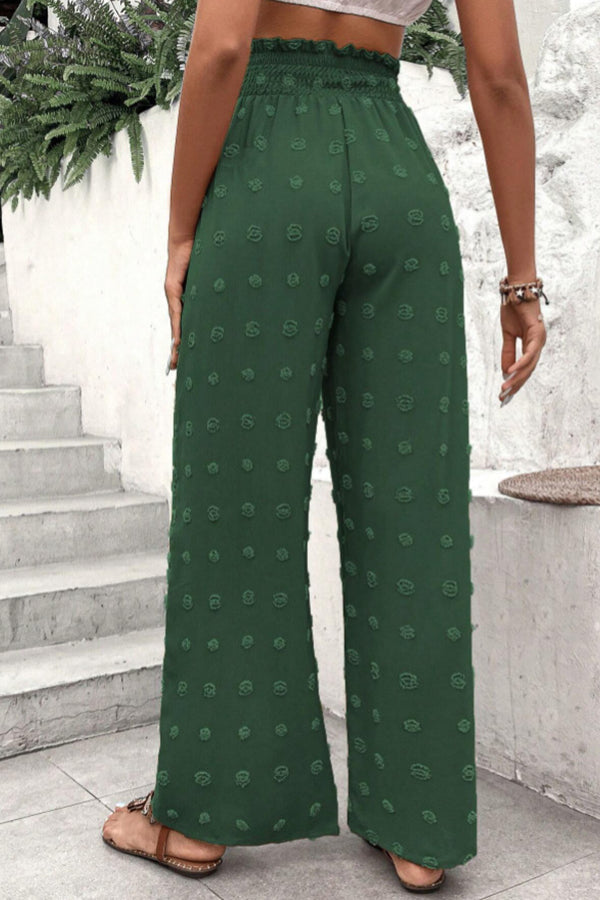 LM | High waist jacquard pants with wide leg casual pants