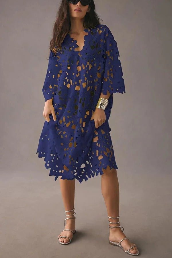 LM | I Belong Here Floral Eyelet Lace Cover Up Beach Midi Dress