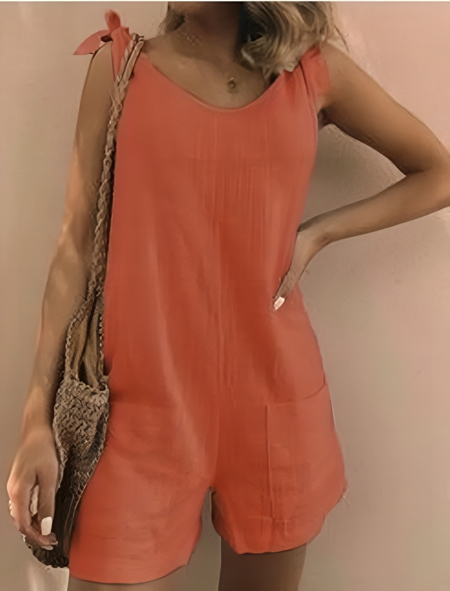 LM | Cozy sleeveless romper made of cotton and linen for women