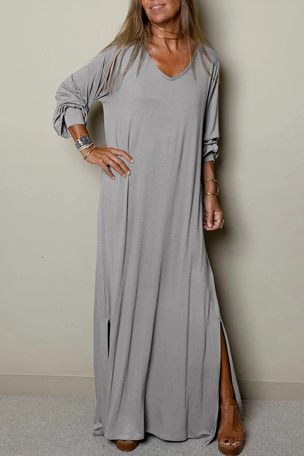 LM | Ladies Casual maxi dress with V-neckline