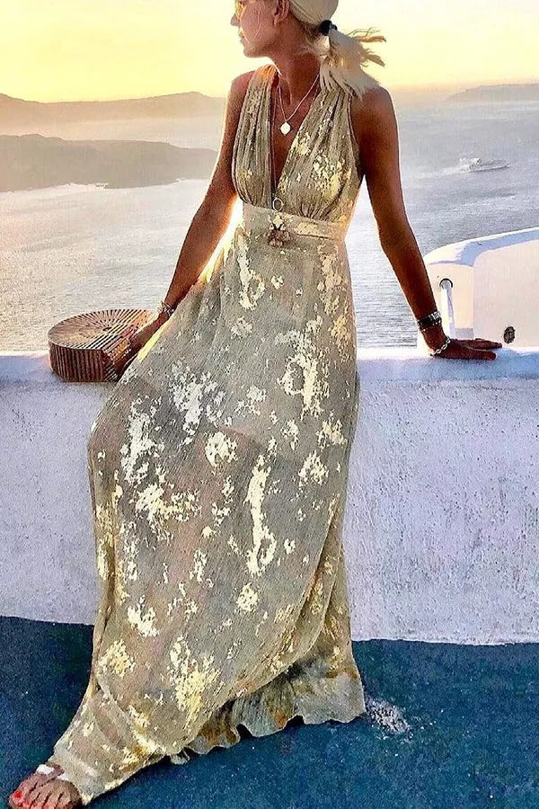 LM | Golden Sunset Stories maxi dress with V-neckline