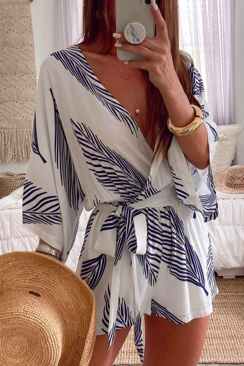 LM | Plants Print White romper