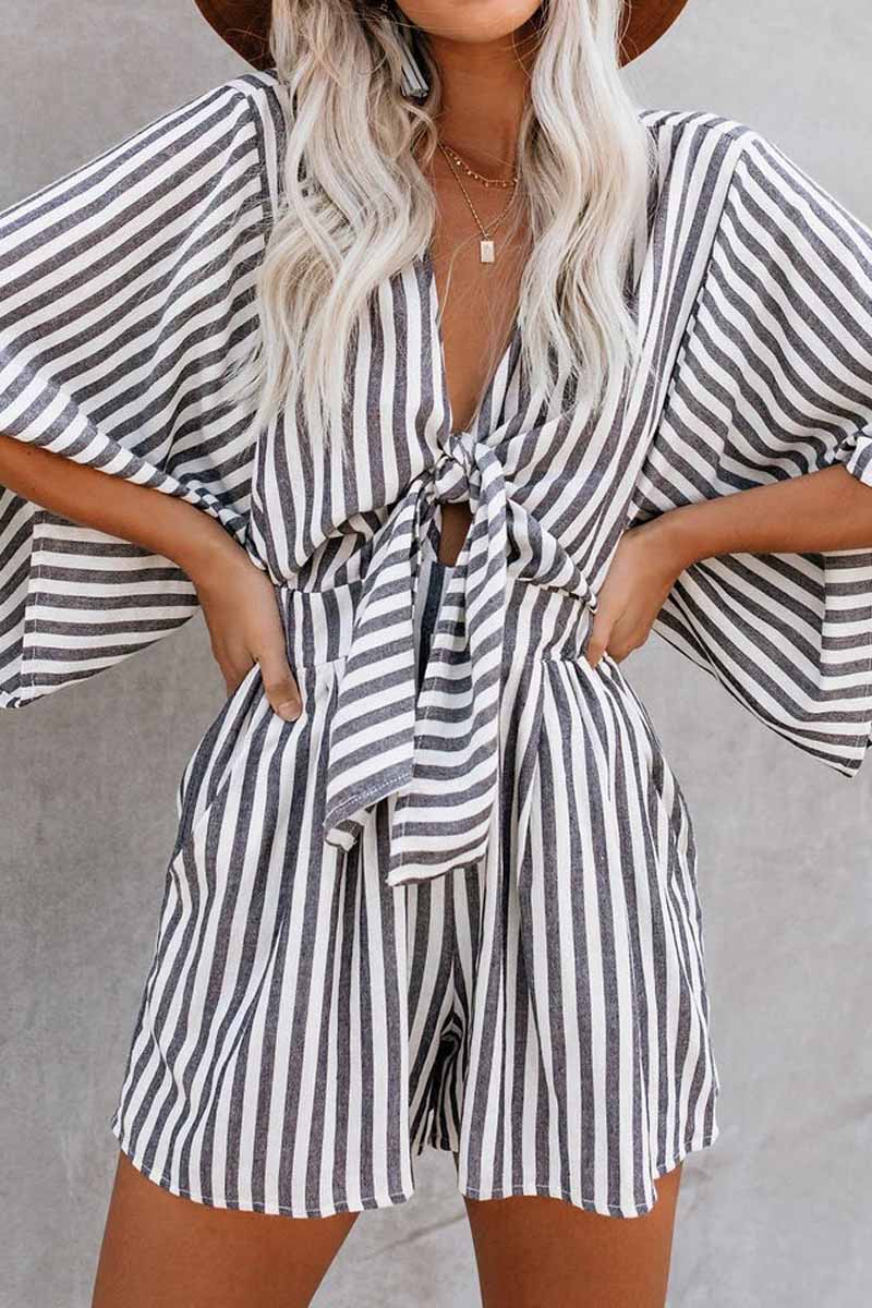 LM | Wind In My Sails Cotton Pocketed Tie Romper