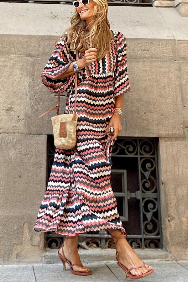LM | Midi dress with puff sleeves