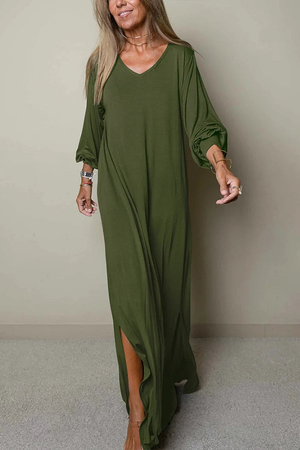 LM | Ladies Casual maxi dress with V-neckline