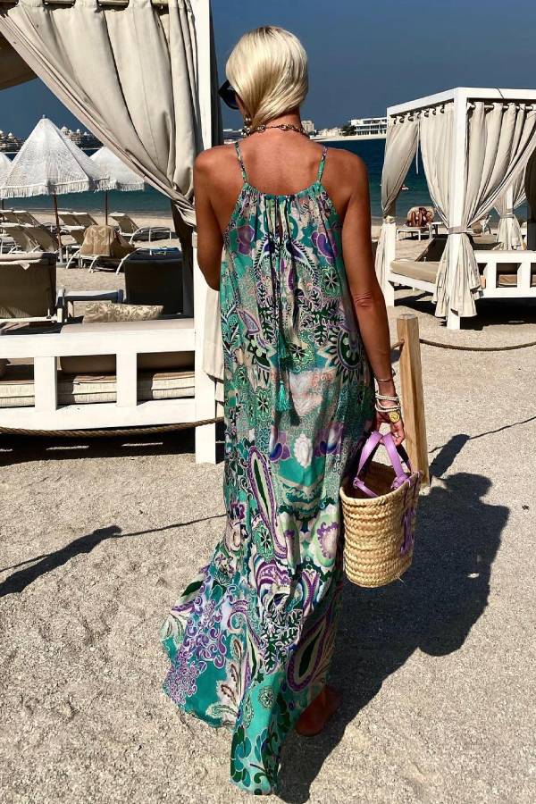 LM | Aqua Black Silk Designer Maxi Dress