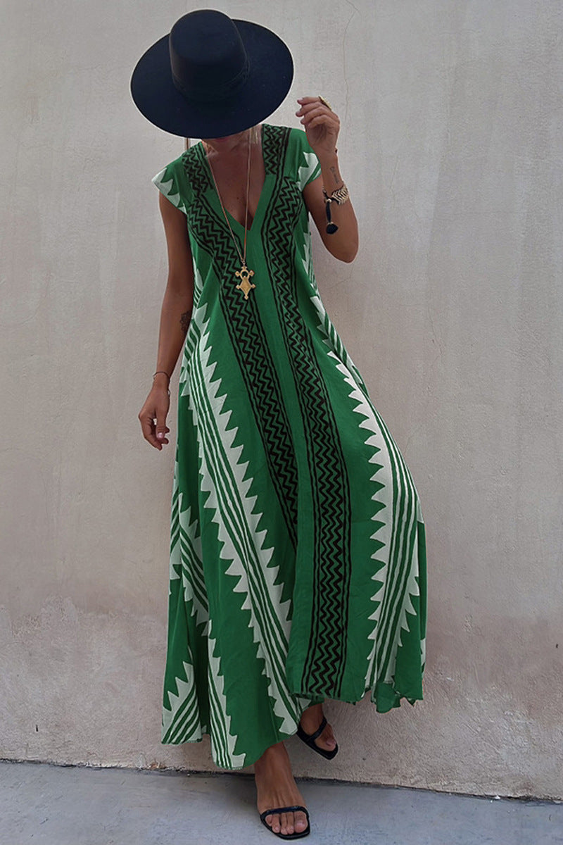 LM | Beach dates Ethno print maxi dress in A-line