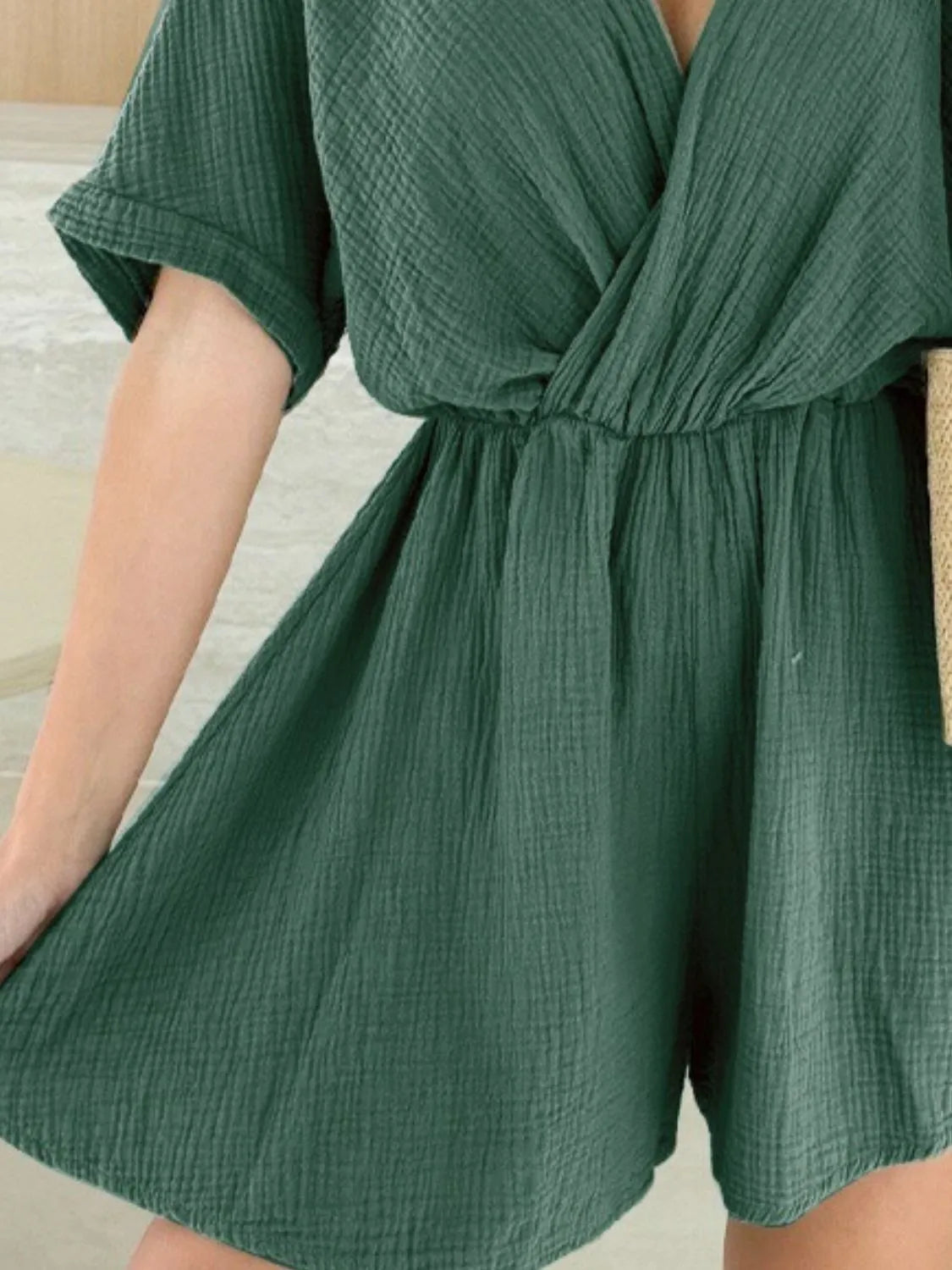 LM | Surplice Half Sleeve Wrap Romper