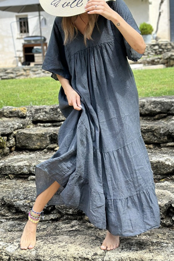 LM | MIRA maxi dress with V-neck and stripes