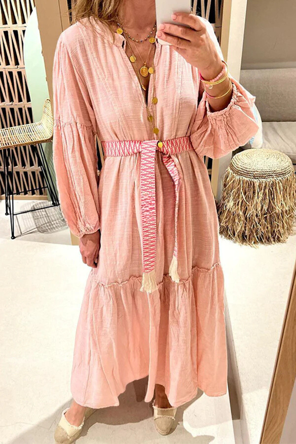 LM | Take Me To Cabo Ethnic Unique Print Button Loose Shirt Midi Dress