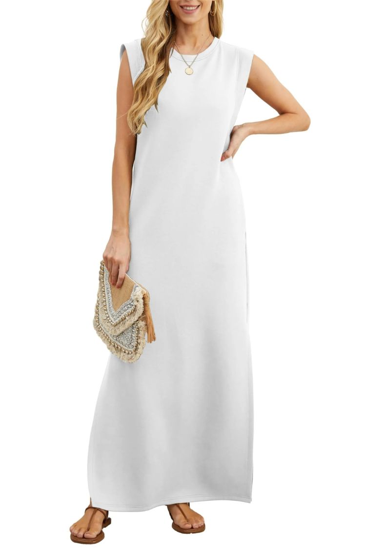 LM | Women's Casual Loose Split Pleatless Maxi Dress