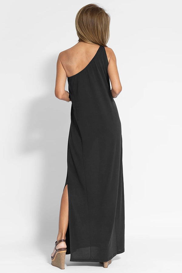 LM | Flawless and free one-shoulder maxi dress with relaxed slit