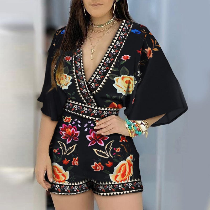 LM | Elegant floral print Romper