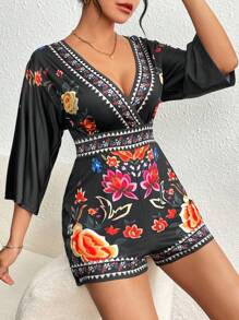 LM | Elegant floral print Romper
