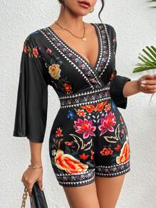 LM | Elegant floral print Romper