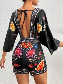 LM | Elegant floral print Romper
